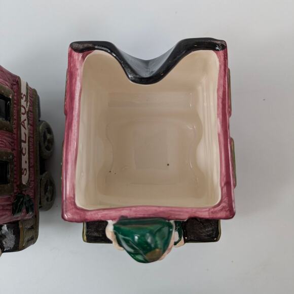 Omnibus Santa Clause Train Sugar Creamer Set Fitz & Floyd 1993 Christmas Vintage - Picture 8 of 16